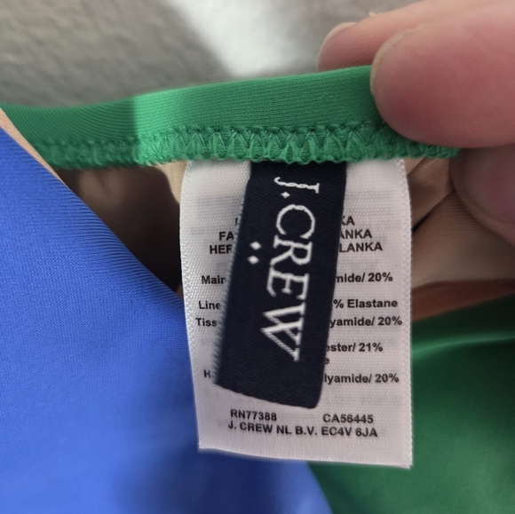 J. Crew One Piece Colorblock Swimsuit Green Blue V Neck Size Medium - Picture 5 of 10
